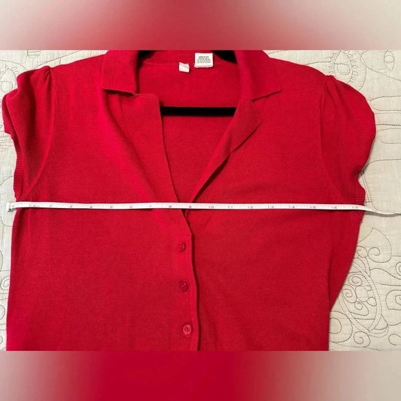 Anthropologie Moth Red Button-down Sweater with Tie waist Size L - Picture 5 of 5